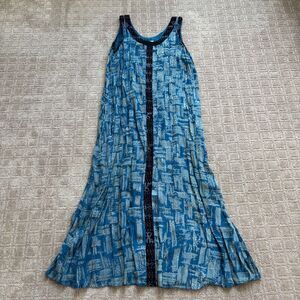 Kusnadi New York VTG Maxi Dress Womens M-L Blue Art To Wear Boho Artsy Lagenlook